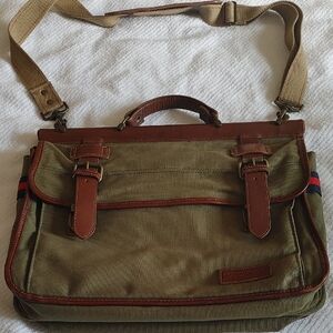 Tommy Hilfiger Olive and Brown Messenger Bag